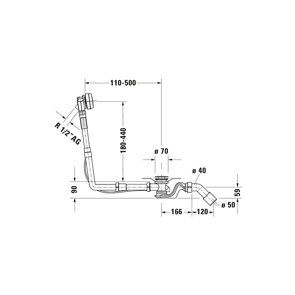 Duravit Ab- und Überlaufgarnitur mit Zulauf, Wanneneinlauf, Chrom glänzend, Qu... DURAVIT-792205000001000 4063382030948 (Abb. 4)