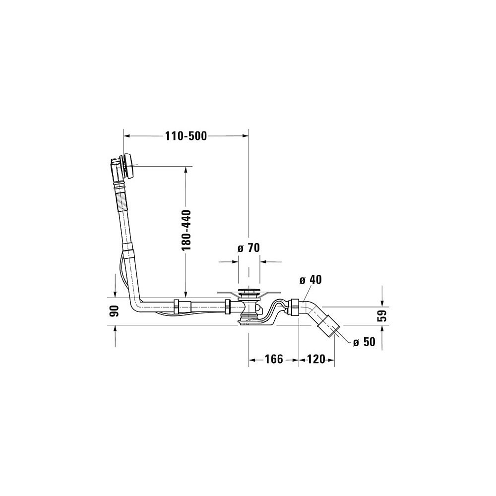 Duravit Ab- und Überlaufgarnitur, Chrom glänzend, Quadroval, Bowdenzuglänge 85... DURAVIT-792206000001000 4063382030955 (Abb. 3)