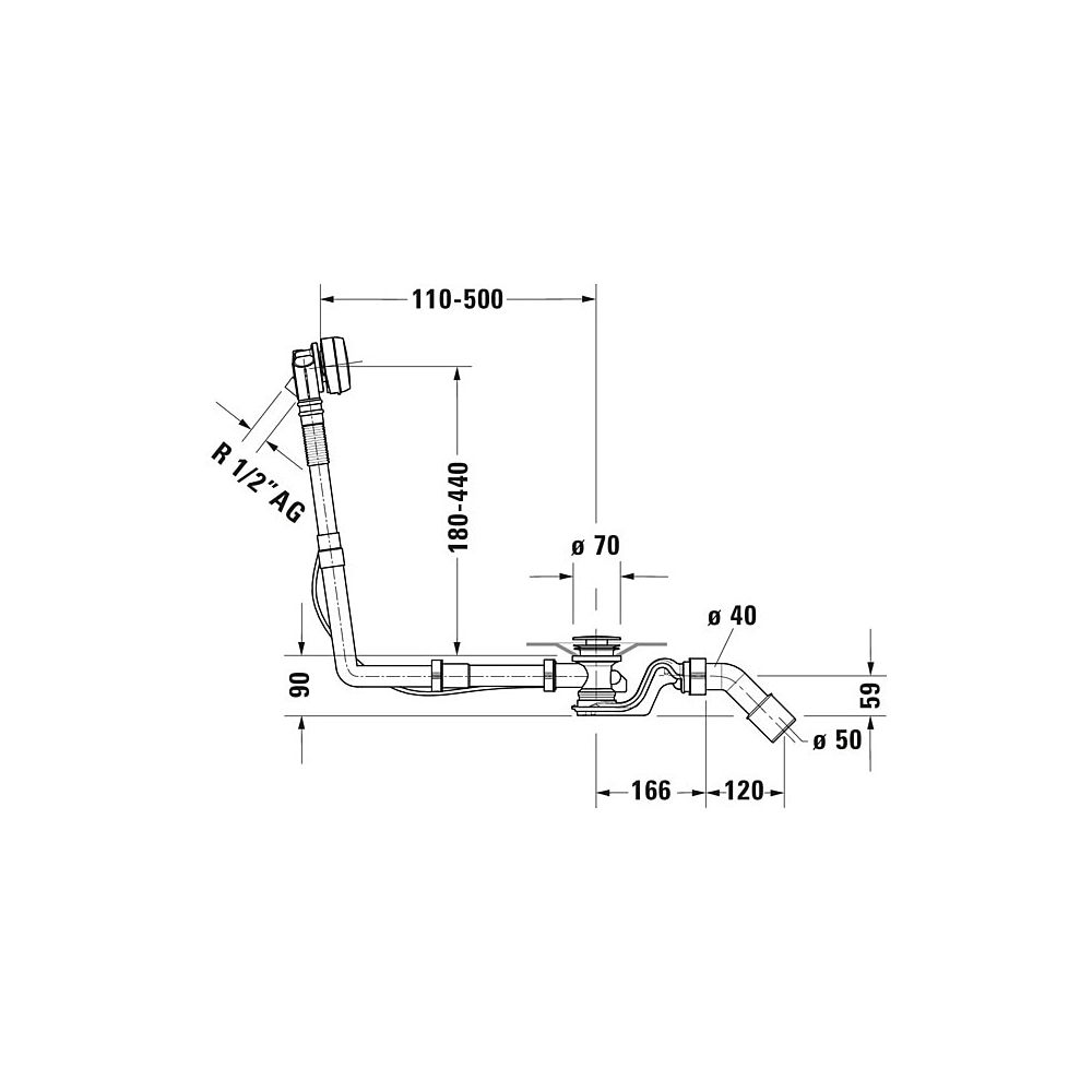 Duravit Ab- und Überlaufgarnitur mit Zulauf, Wanneneinlauf, Chrom glänzend, Qu... DURAVIT-792207000001000 4063382030962 (Abb. 3)