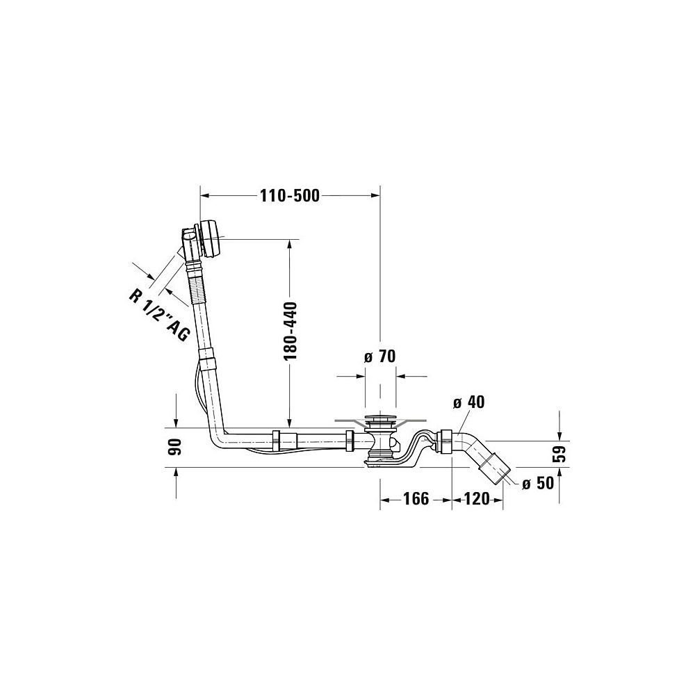 Duravit Ab- und Überlaufgarnitur mit Zulauf, Wanneneinlauf, Chrom glänzend, Qu... DURAVIT-792209000001000 4063382030986 (Abb. 4)