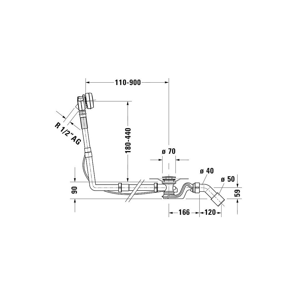 Duravit Ab- und Überlaufgarnitur mit Zulauf, Wanneneinlauf, Chrom glänzend, Qu... DURAVIT-792211000001000 4063382031006 (Abb. 4)