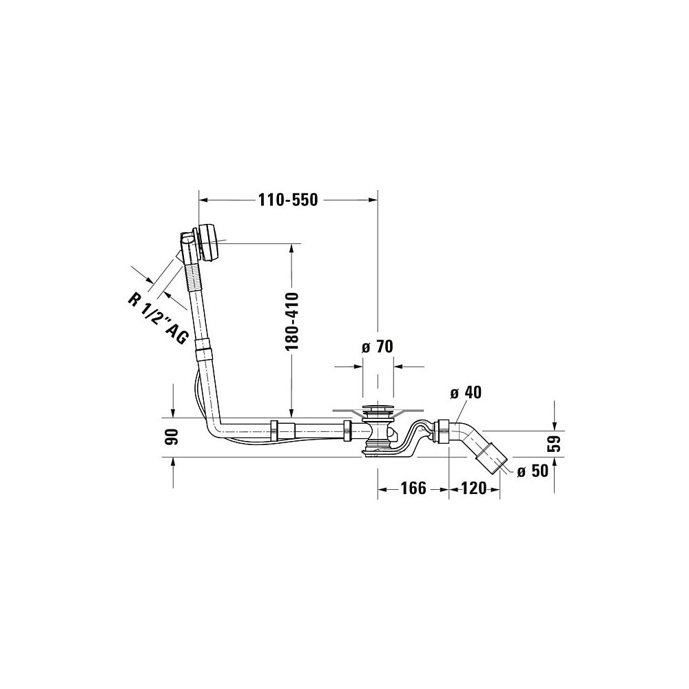 Duravit Ab- und Überlaufgarnitur mit Zulauf, Wanneneinlauf, Chrom glänzend, Qu... DURAVIT-792219000001000 4063382040473 (Abb. 4)