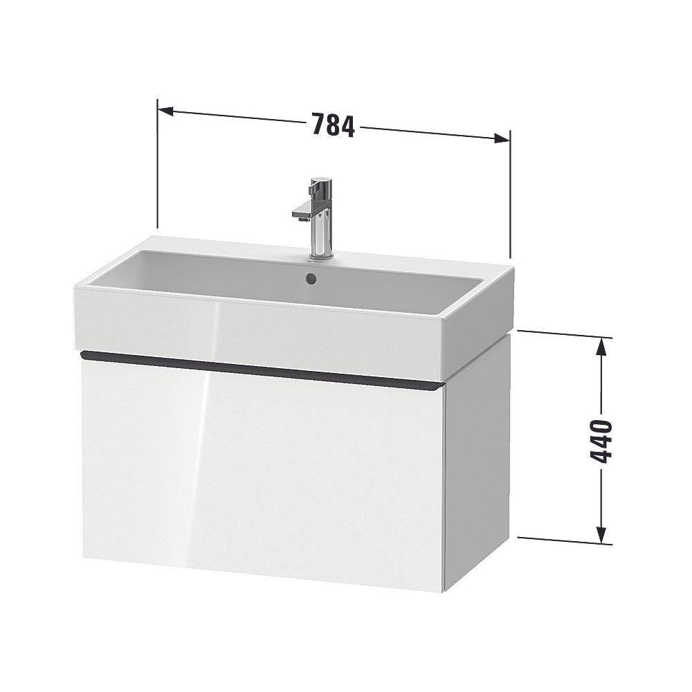 Duravit D-Neo Waschtischunterbau wandhäng. 442x784x440mm Weiß Hochglanz, Griff... DURAVIT-DE4273010220000 4067116154658 (Abb. 2)