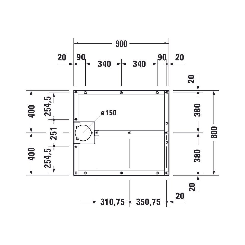 Duravit Fußgestell 800x900x80-100mm für Stonetto Duschwannen... DURAVIT-791100000000000 4063382040589 (Abb. 2)