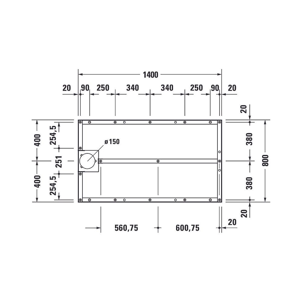 Duravit Fußgestell 800x1400x80-100mm für Stonetto Duschwannen... DURAVIT-791109000000000 4063382031358 (Abb. 2)