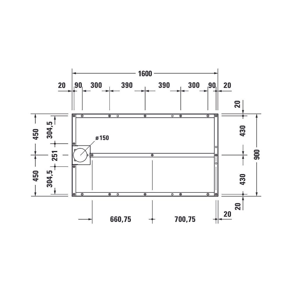 Duravit Fußgestell 900x1600x80-100mm für Stonetto Duschwannen... DURAVIT-791112000000000 4063382031389 (Abb. 2)