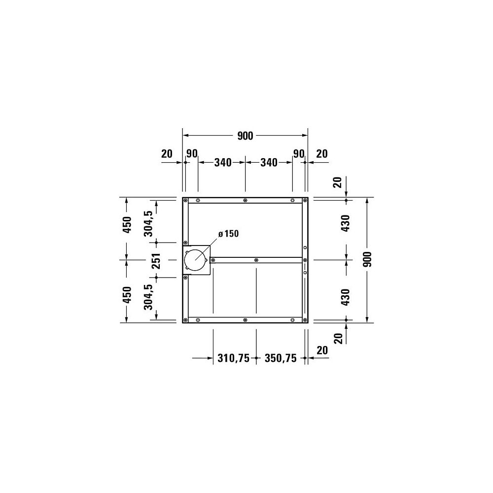 Duravit Fußgestell 900x900x80-100mm für Stonetto Duschwannen... DURAVIT-791101000000000 4063382031273 (Abb. 4)