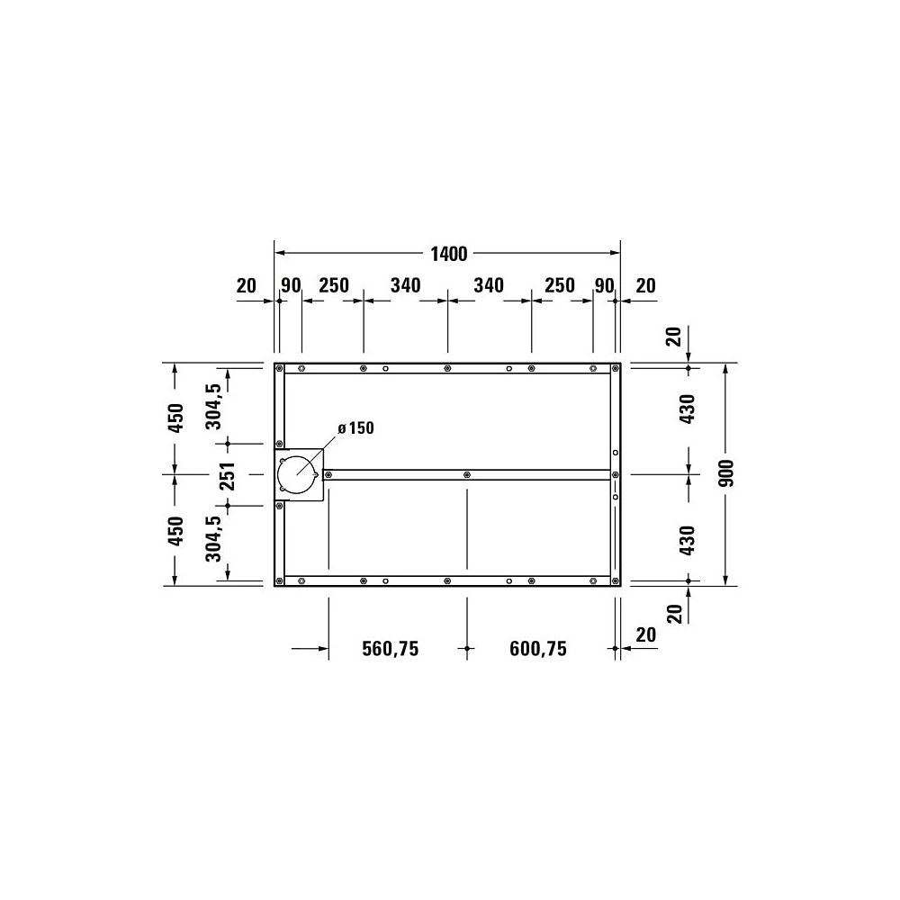 Duravit Fußgestell 900x1400x80-100mm für Stonetto Duschwannen... DURAVIT-791110000000000 4063382031365 (Abb. 4)