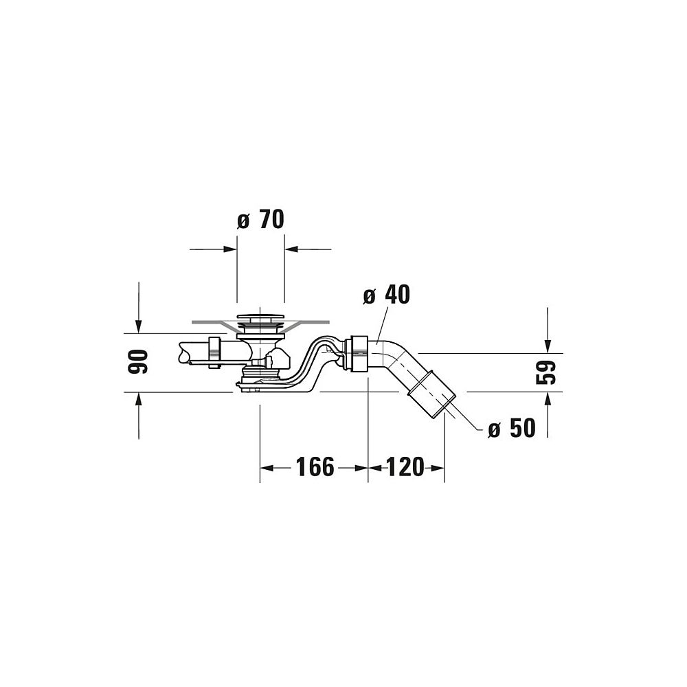 Duravit Ab- und Überlaufgarnitur, Chrom glänzend, Quadroval, Bowdenzuglänge 70... DURAVIT-792216000001000 4063382031402 (Abb. 5)