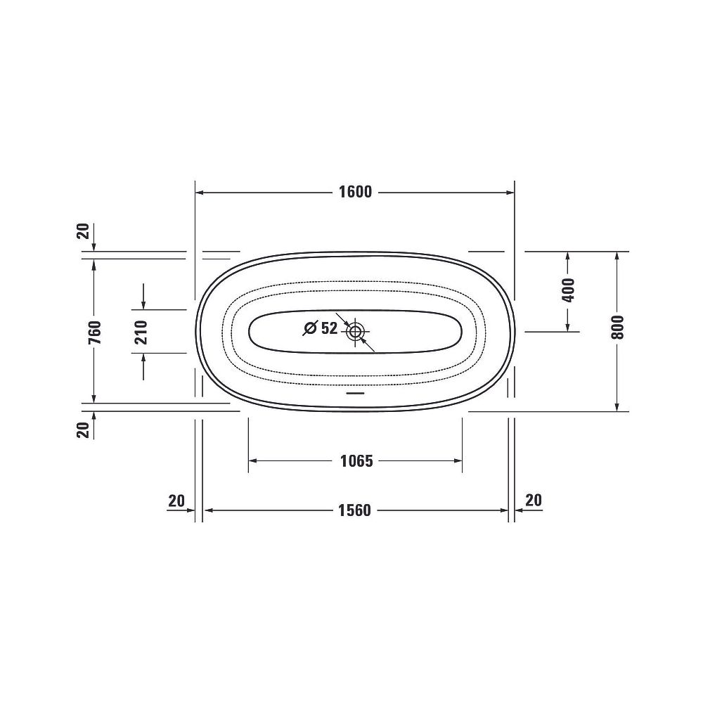 Duravit White Tulip Badewanne 630x800x1600mm, 205l, Weiß glänzend, Oval, Freis... DURAVIT-700468000000000 4063382101785 (Abb. 7)
