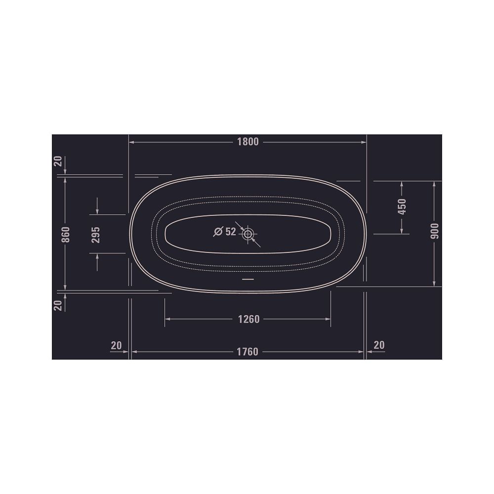 Duravit White Tulip Badewanne 630x900x1800mm, 280l, Weiß glänzend, Oval, Freis... DURAVIT-700469000000000 4063382101792 (Abb. 6)