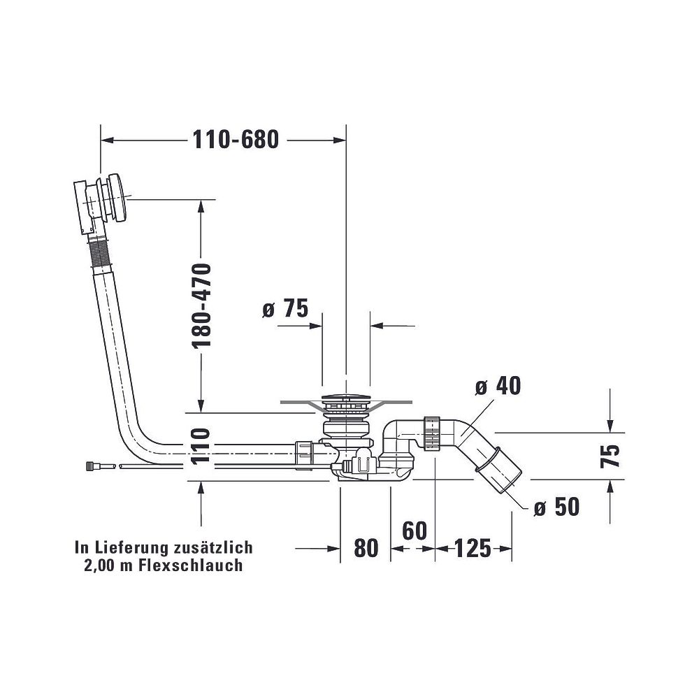 Duravit Ab- und Überlaufgarnitur mit Zulauf, Bodenzulauf, Chrom glänzend, Quad... DURAVIT-791235000001000 4021534950490 (Abb. 4)