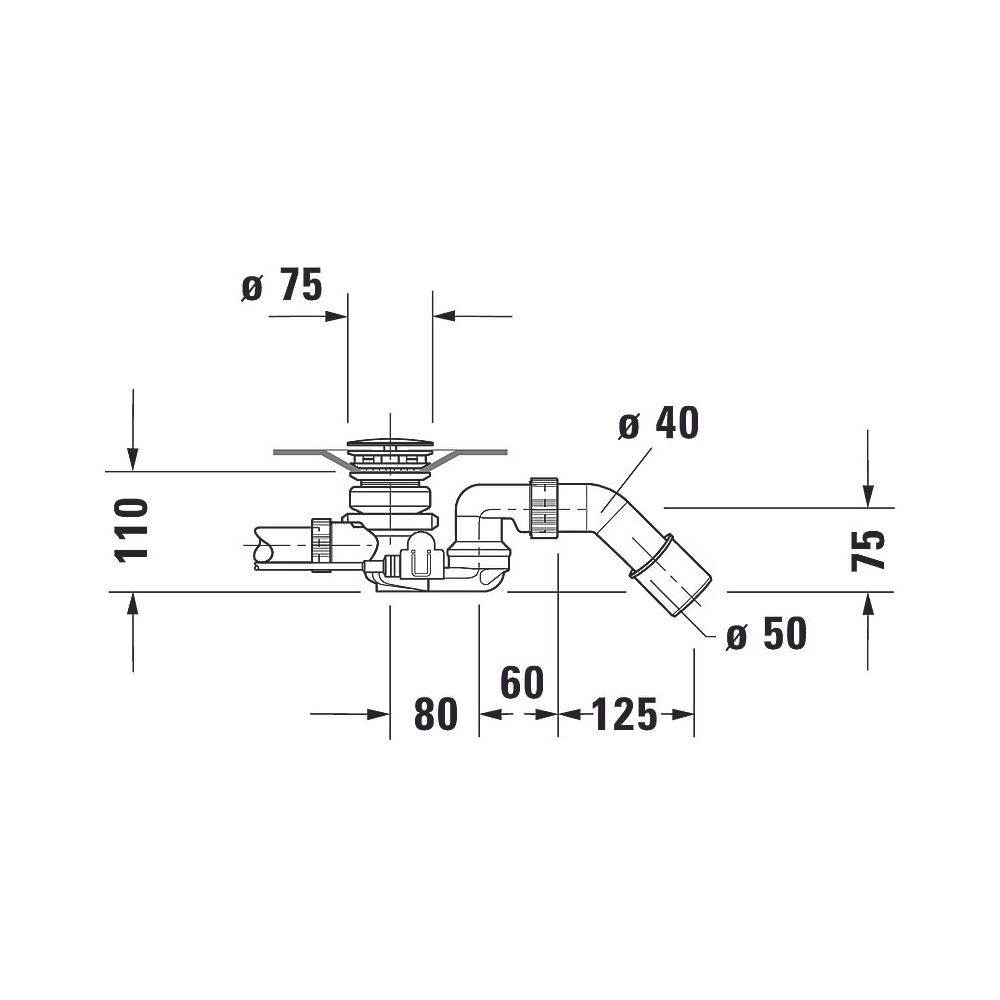 Duravit Ab- und Überlaufgarnitur mit Zulauf, Bodenzulauf, Chrom glänzend, Quad... DURAVIT-791228000001000 4021534950377 (Abb. 5)