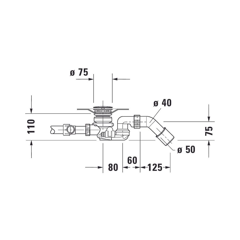 Duravit Ab- und Überlaufgarnitur mit Zulauf, Bodenzulauf, Chrom glänzend, Quad... DURAVIT-791231000001000 4021534950452 (Abb. 5)