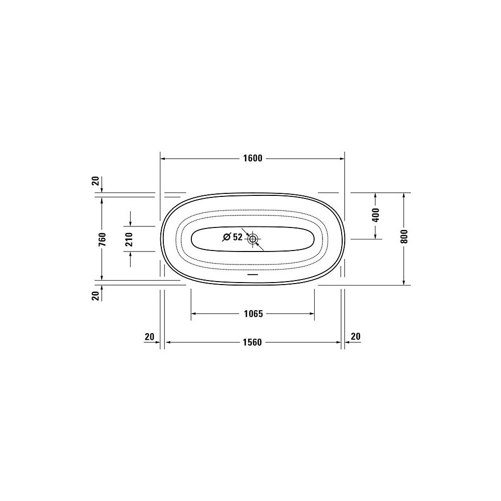 Duravit White Tulip Badewanne 630x800x1600mm, 205l, Weiß glänzend, Oval, Freis... DURAVIT-700468000000000 4063382101785 (Abb. 9)