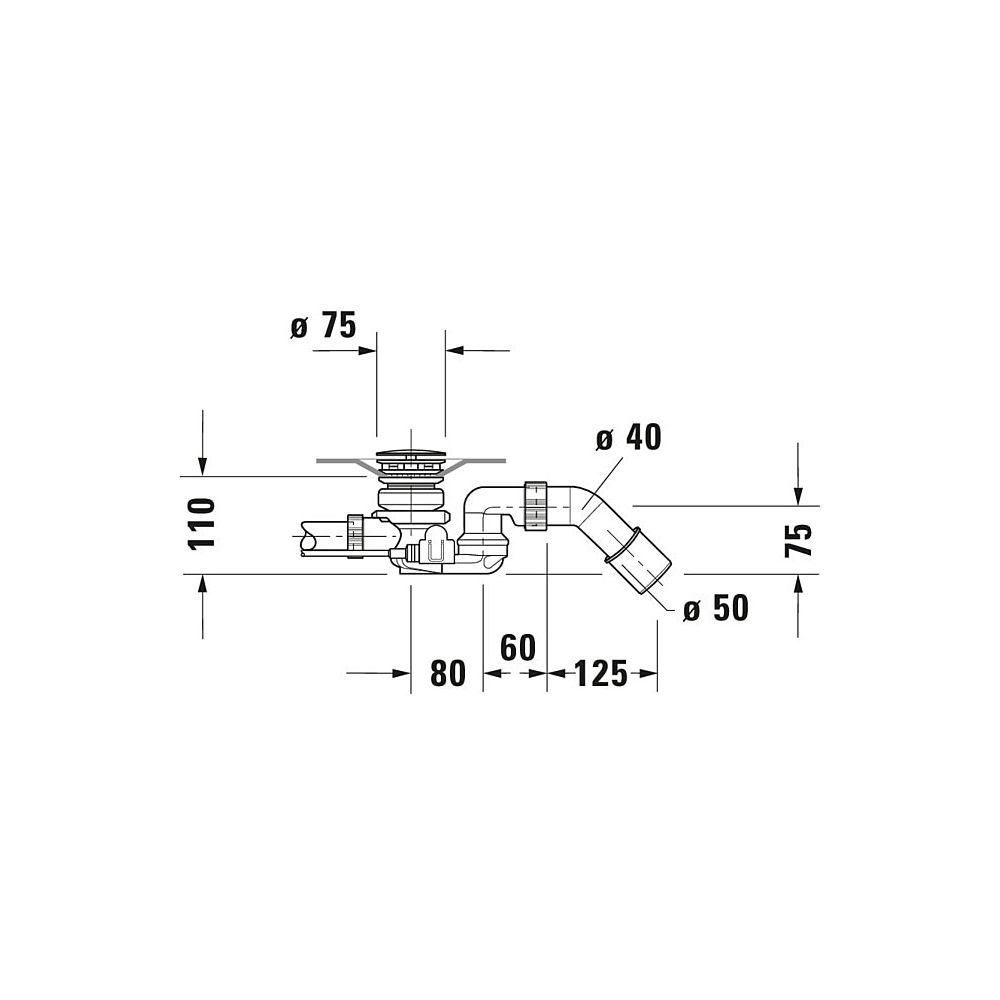 Duravit Ab- und Überlaufgarnitur mit Zulauf, Bodenzulauf, Chrom glänzend, Quad... DURAVIT-791228000001000 4021534950377 (Abb. 6)