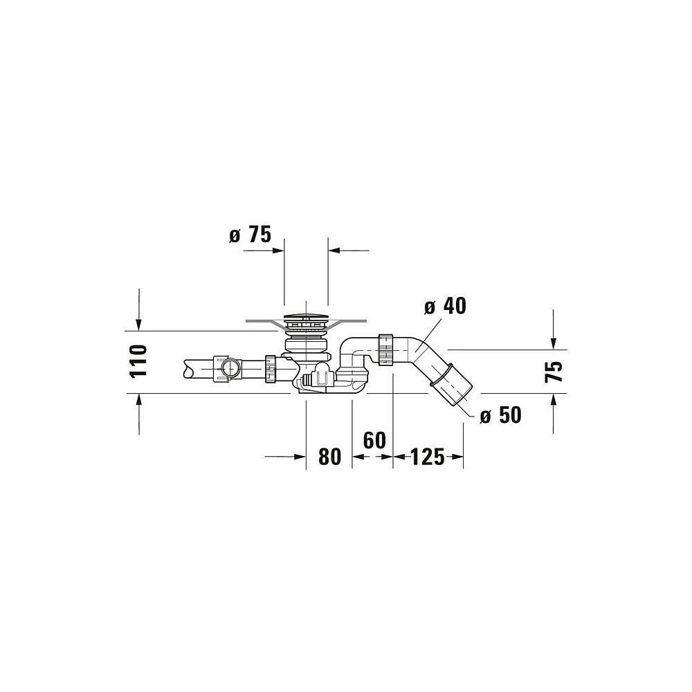Duravit Ab- und Überlaufgarnitur mit Zulauf, Bodenzulauf, Chrom glänzend, Quad... DURAVIT-791231000001000 4021534950452 (Abb. 6)