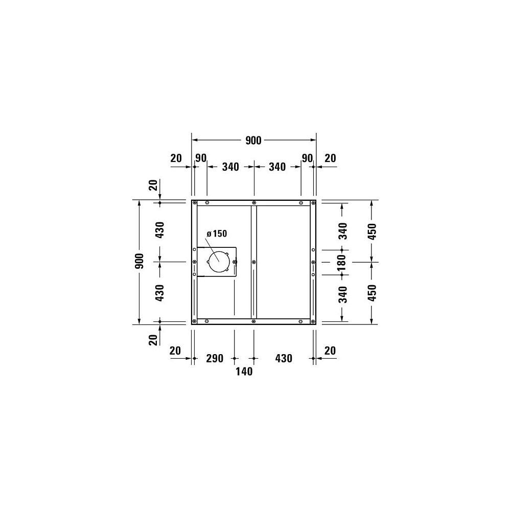 Duravit Fußgestell 900x900x85-100mm für Tempano Duschwannen... DURAVIT-791374000000000 4053424893969 (Abb. 2)