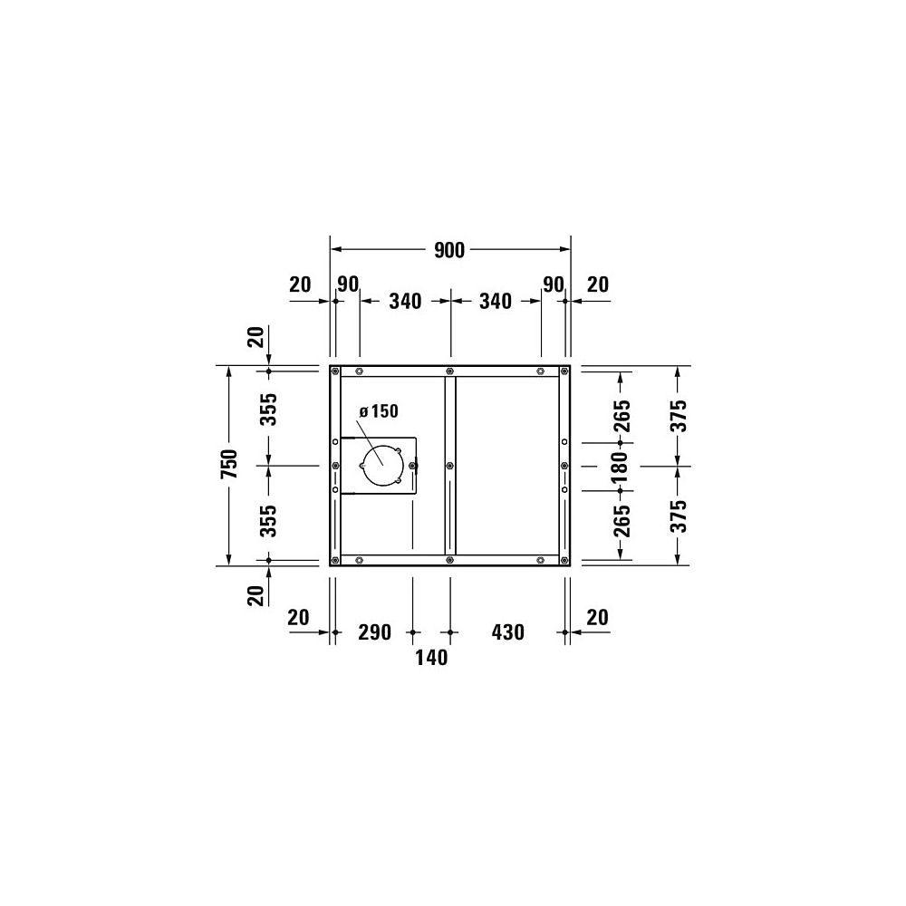 Duravit Fußgestell 750x900x85-100mm für Tempano Duschwannen... DURAVIT-791377000000000 4053424893990 (Abb. 2)