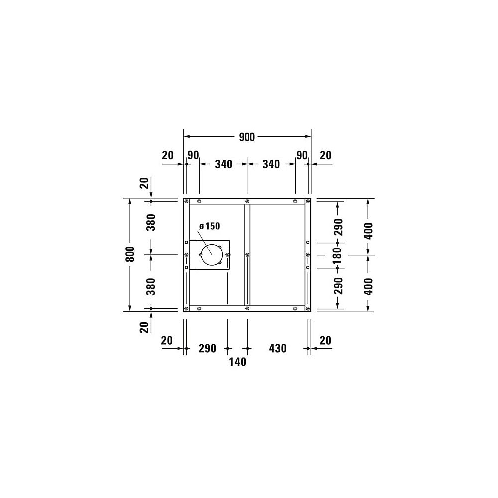Duravit Fußgestell 800x900x85-100mm für Tempano Duschwannen... DURAVIT-791378000000000 4053424894003 (Abb. 2)