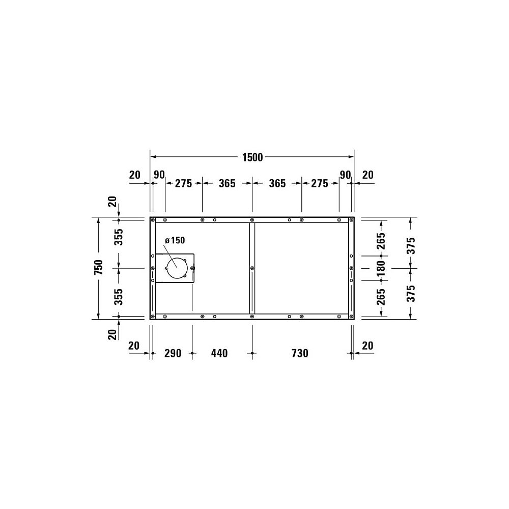 Duravit Fußgestell 750x1500x85-100mm für Tempano Duschwannen... DURAVIT-791390000000000 4053424894126 (Abb. 2)