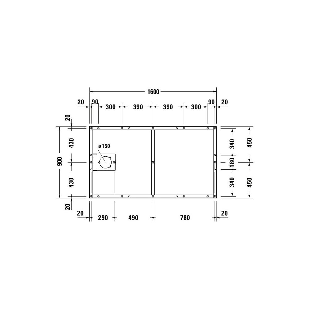 Duravit Fußgestell 900x1600x85-100mm für Tempano Duschwannen... DURAVIT-791394000000000 4053424894164 (Abb. 2)