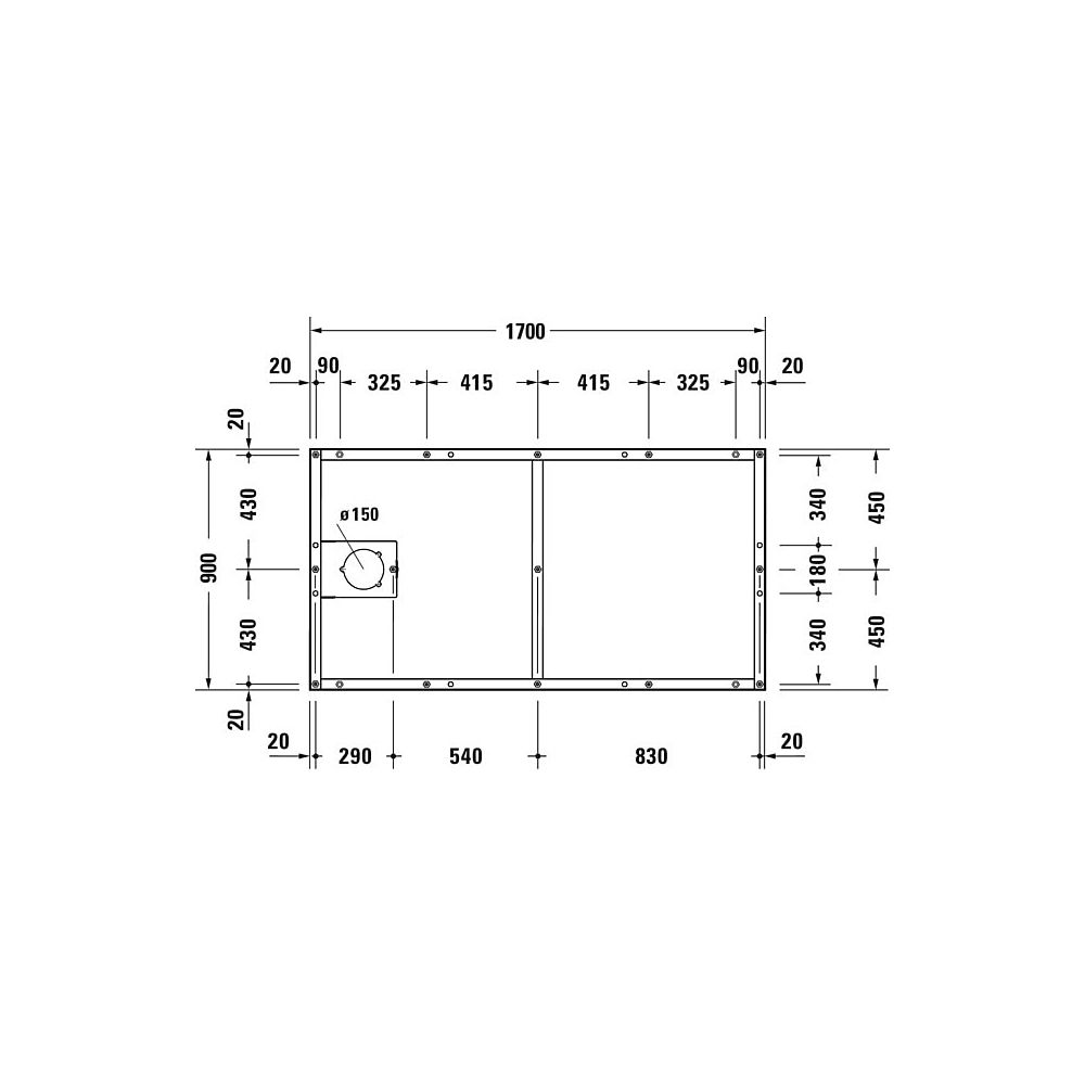 Duravit Fußgestell 900x1700x85-100mm für Tempano Duschwannen... DURAVIT-791398000000000 4053424894201 (Abb. 2)