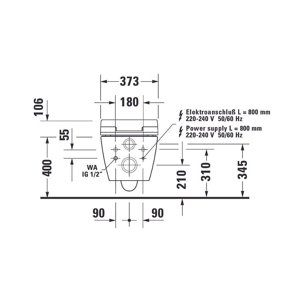 Duravit ME by Starck Wand-WC für Dusch-WC-Sitz 570x370x360mm Weiß Hochglanz, 4,5l, ... DURAVIT-2579592000 4063382124791 (Abb. 9)