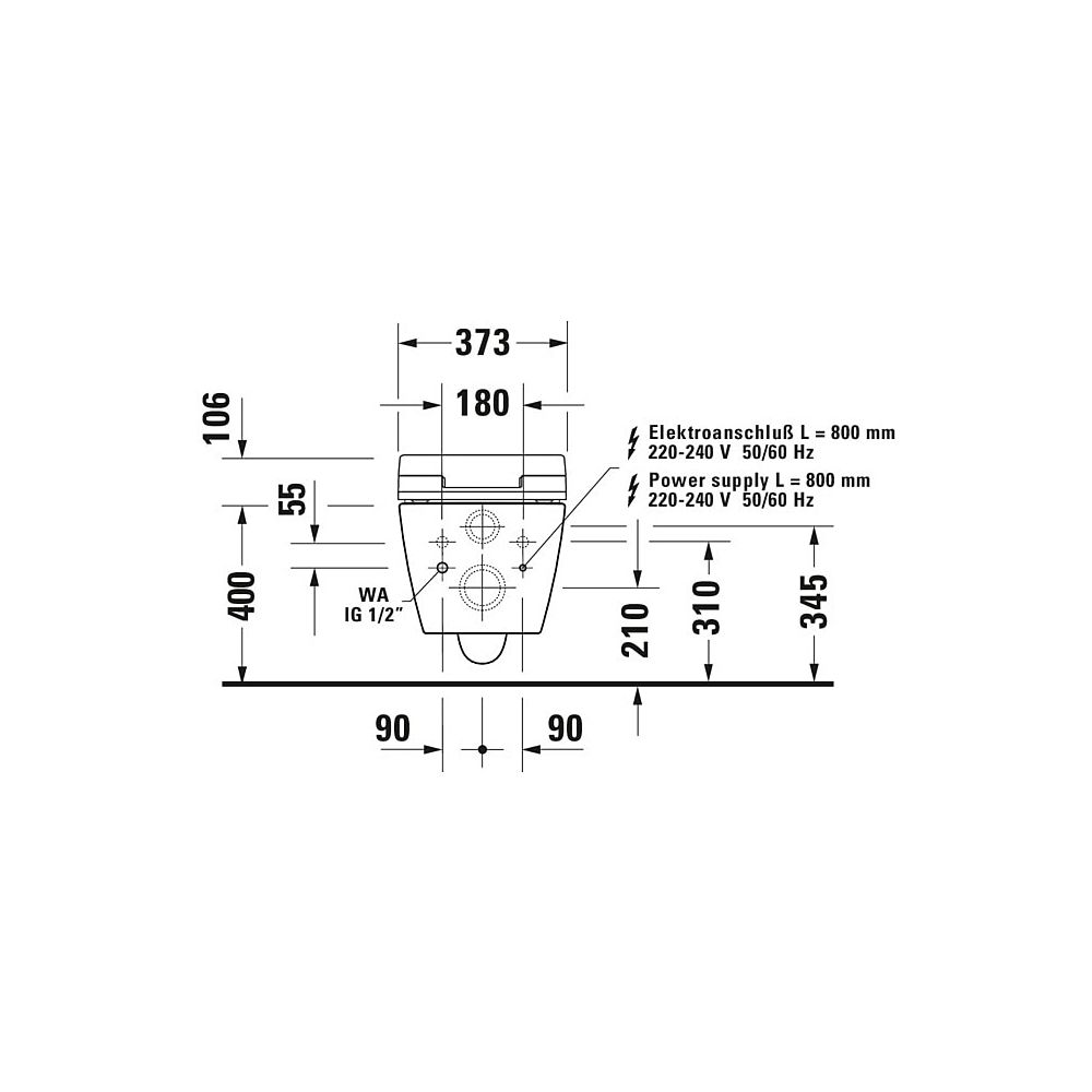 Duravit ME by Starck Wand-WC für Dusch-WC-Sitz 570x370x360mm Weiß Hochglanz, 4,5l,... DURAVIT-2579592000 4063382124791 (Abb. 12)
