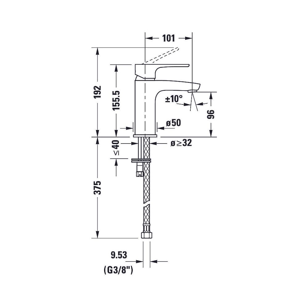 Duravit B.1 Einhebel-Waschtischmischer S, Chrom, 5,5l/min, Hebelgriff, Höhe 155, ... DURAVIT-B11010002010 7612158494131 (Abb. 9)