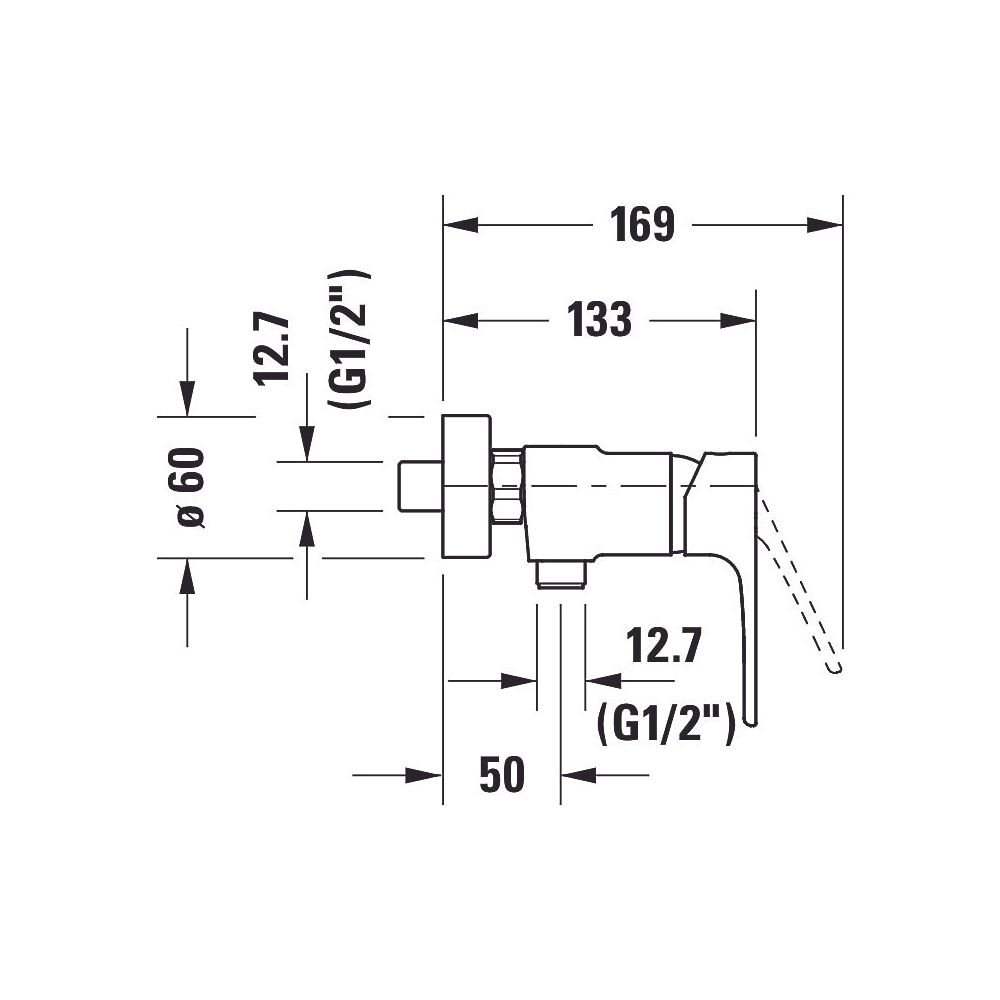 Duravit B.1 Einhebel-Brausemischer Aufputz, Chrom HG, Keramikm. Ausladung 133 mm,... DURAVIT-B14230000010 7612158494223 (Abb. 6)