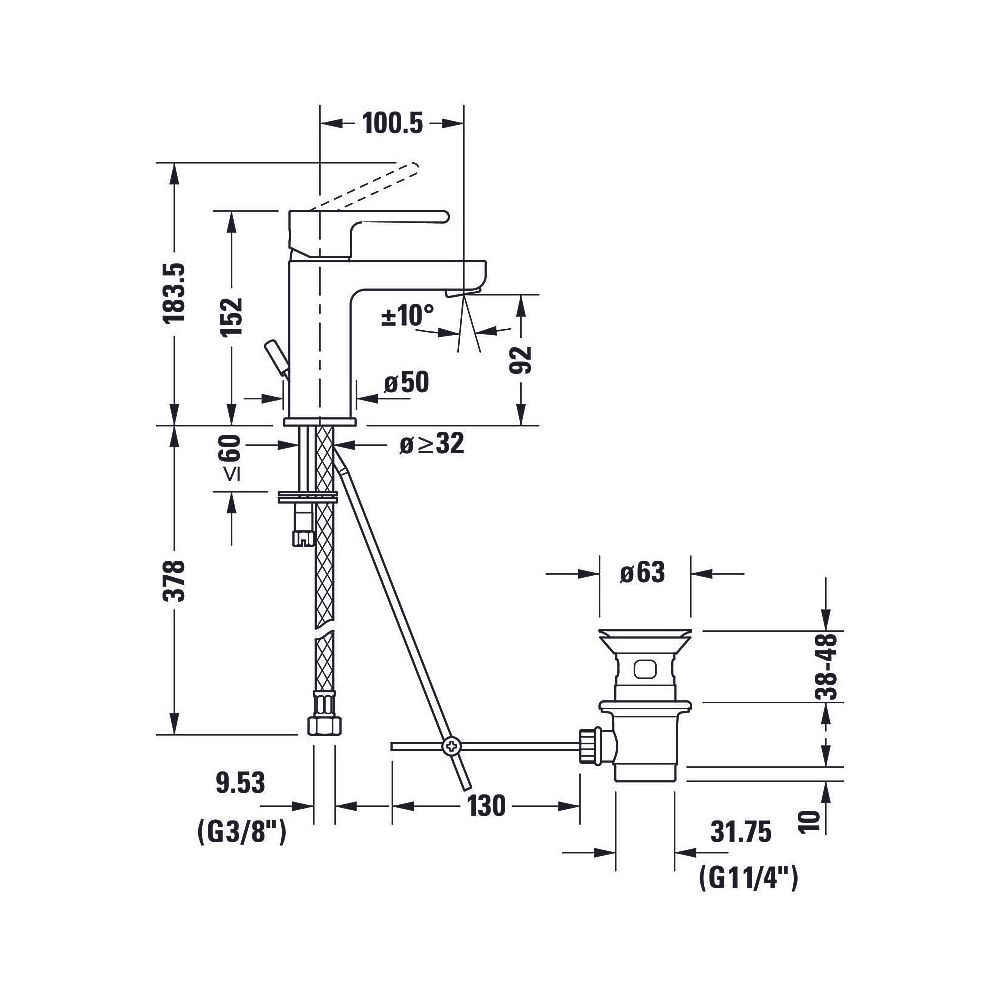 Duravit B.2 Einhebel-Waschtischmischer S, Chrom, 5,5l/min, Hebelgriff, mit Garni... DURAVIT-B21010001010 7612158494315 (Abb. 10)