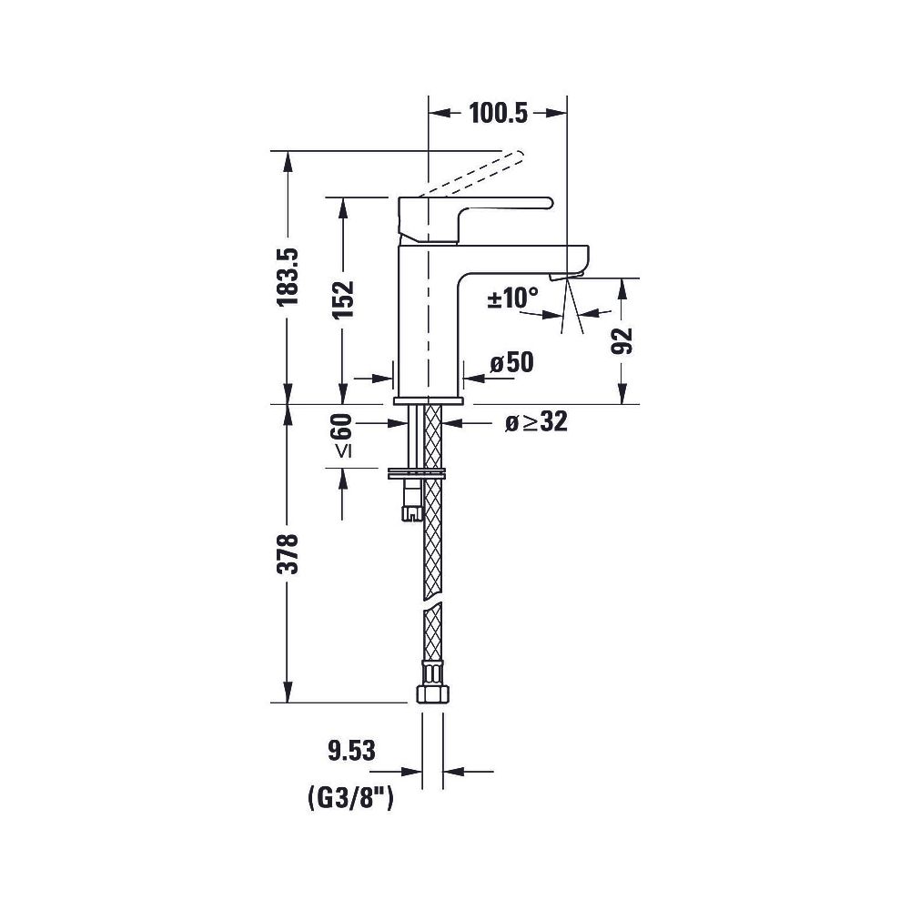 Duravit B.2 Einhebel-Waschtischmischer S, Chrom, 5,5l/min, Hebelgriff, Ausladung ... DURAVIT-B21010002010 7612158494292 (Abb. 8)