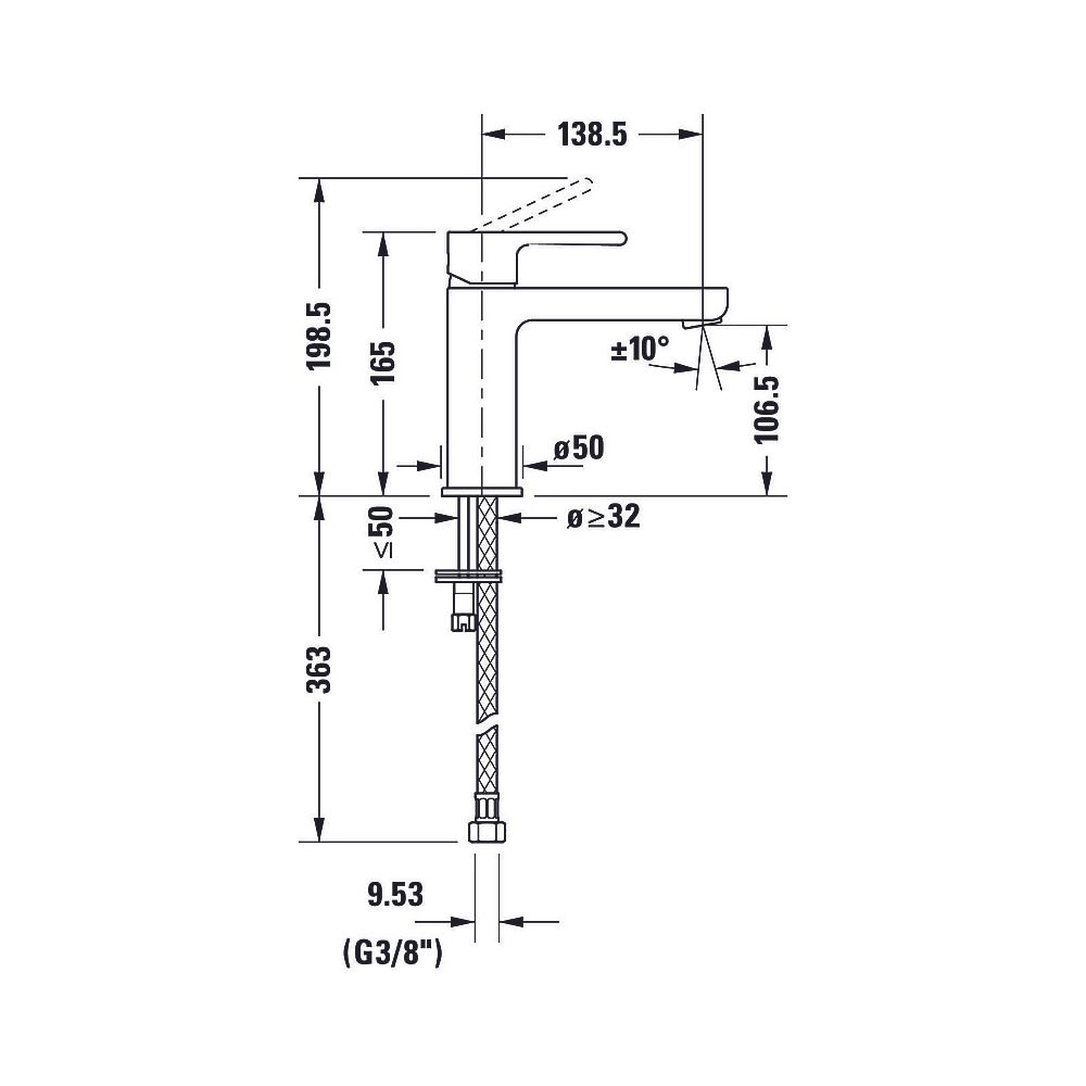 Duravit B.2 Einhebel-Waschtischmischer M, Chrom, 5l/min, Hebelgriff, Ausladung 1... DURAVIT-B21020002010 7612158494339 (Abb. 25)