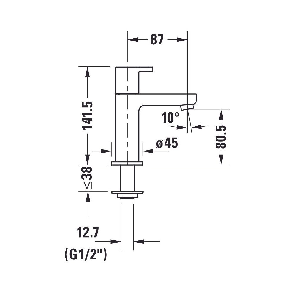 Duravit B.2 Standventil Chrom, 5,5l/min, 87mm Ausladung, 142mm Höhe, Strahlforme... DURAVIT-B21080002010 7612158509170 (Abb. 10)