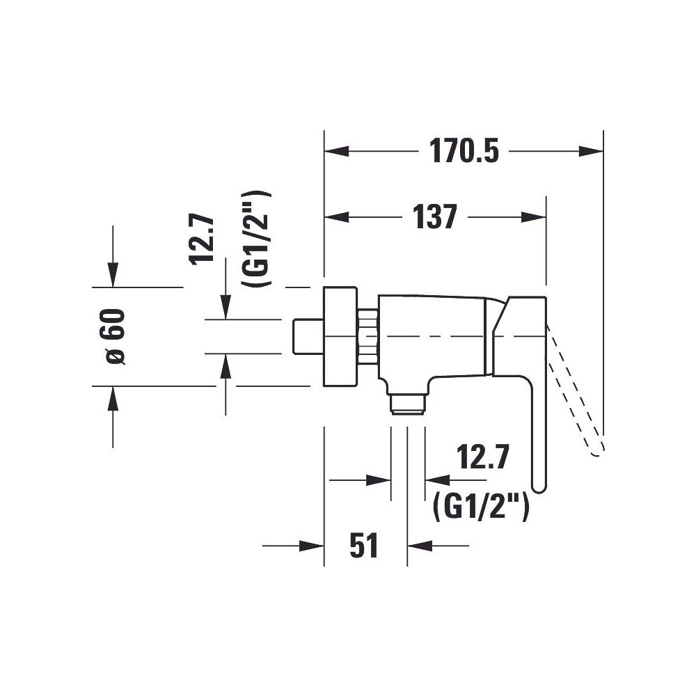 Duravit B.2 Einhebel-Brausemischer Aufputz, Chrom Hochglanz, Keramikm. S-Anschlüs... DURAVIT-B24230000010 7612158494384 (Abb. 5)
