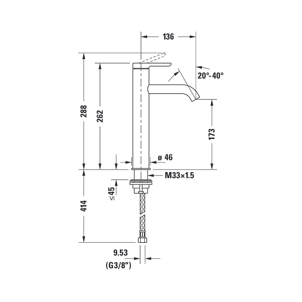 Duravit C.1 Einhebel-Waschtischmischer L, Chrom, 5l/min, Hebelgriff, Ausladung 1... DURAVIT-C11030002010 7612158491345 (Abb. 51)