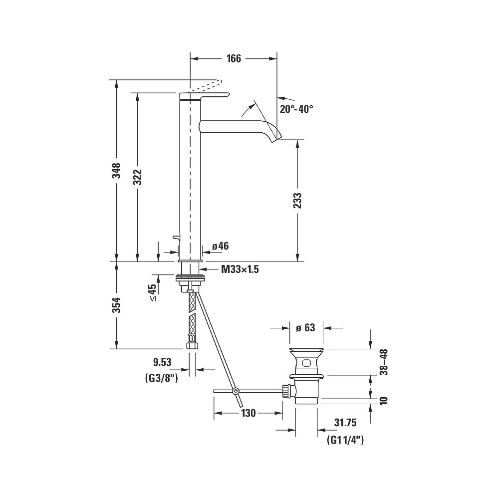 Duravit C.1 Einhebel-Waschtischmischer XL, Chrom, 5l/min, Hebelgriff, mit Garnit... DURAVIT-C11040001010 7612158491390 (Abb. 29)