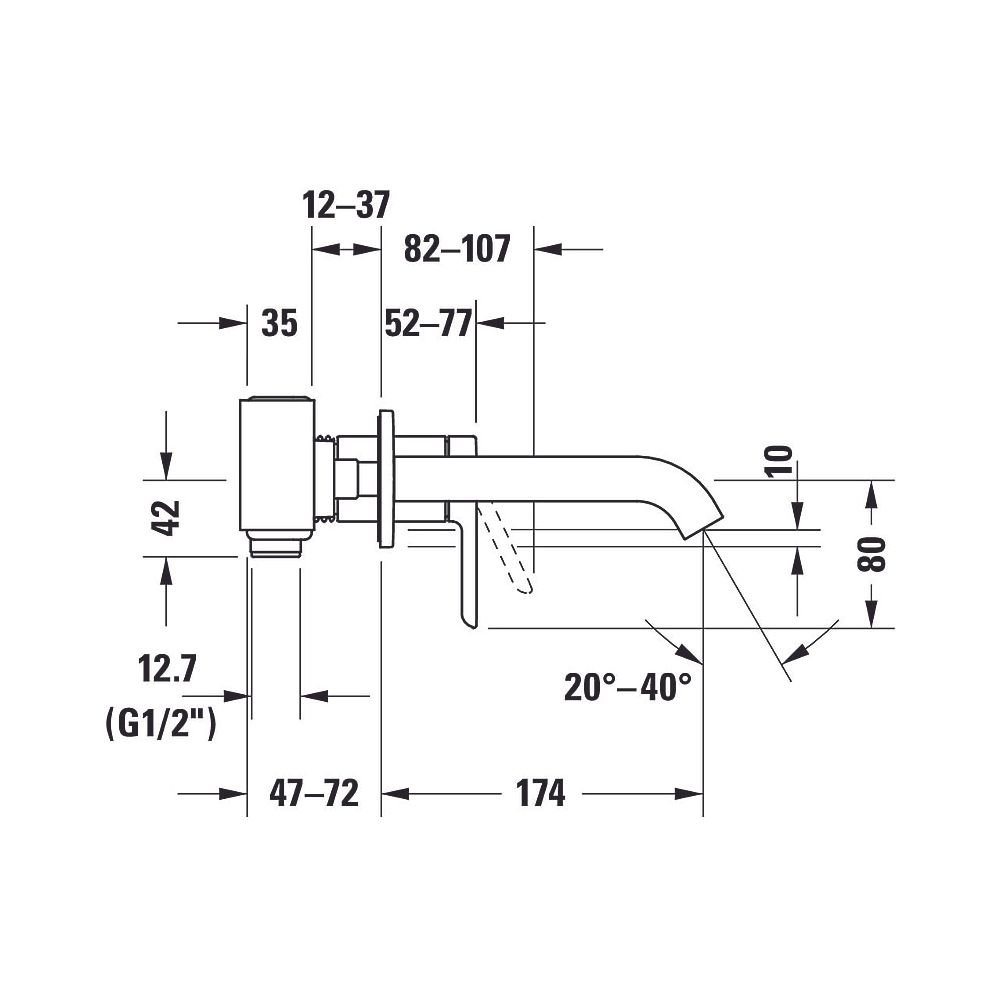 Duravit C.1 Einhebel-Waschtischmischer, Chrom, 5l/min, Hebelgriff, Ausladung 174... DURAVIT-C11070003010 7612158491659 (Abb. 13)