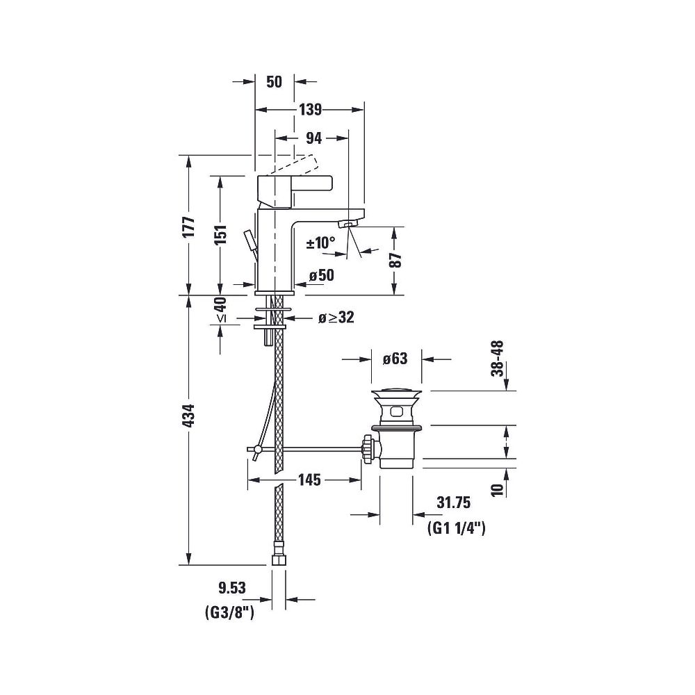 Duravit D-Neo Einhebel-Waschtischmischer S FreshStart, Chrom, 5l/min, Hebelgriff... DURAVIT-DE1011001010 8000177307249 (Abb. 13)