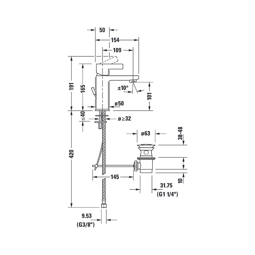 Duravit D-Neo Einhebel-Waschtischmischer M FreshStart, Chrom, 5,5l/min, Hebelgri... DURAVIT-DE1021001010 8000177307263 (Abb. 21)