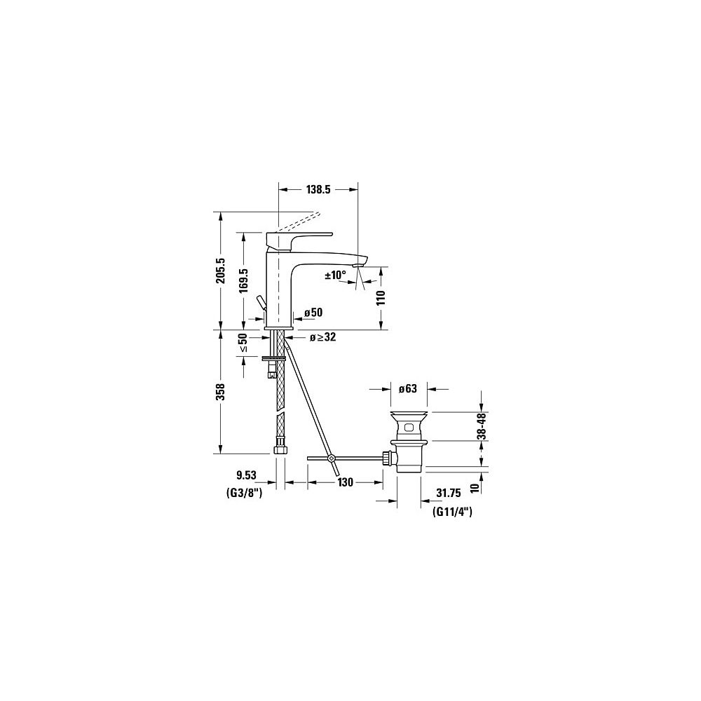 Duravit B.1 Einhebel-Waschtischmischer M, Chrom, 5l/min, Hebelgriff, mit Garnitu... DURAVIT-B11020001010 7612158494193 (Abb. 18)
