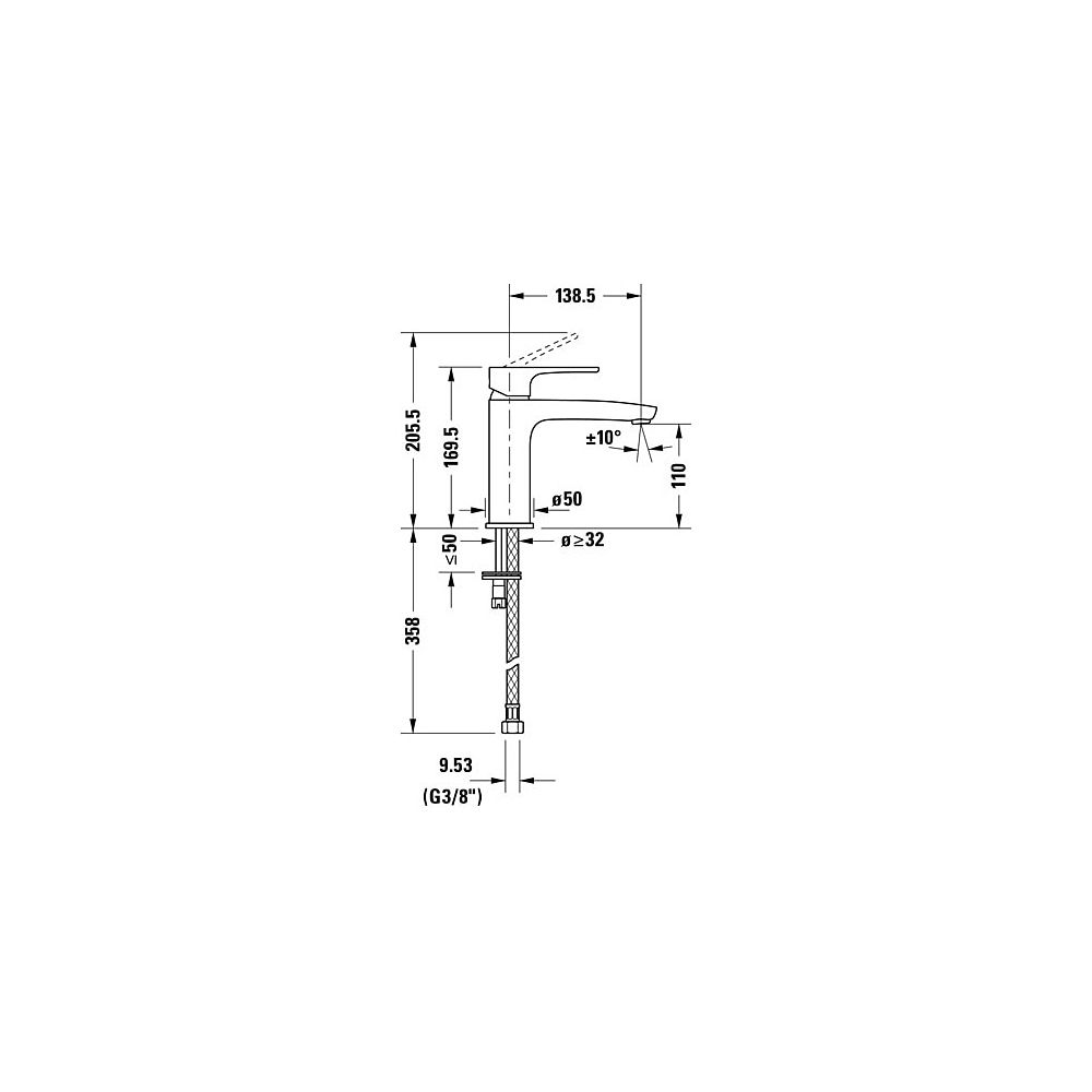 Duravit B.1 Einhebel-Waschtischmischer M, Chrom, 5l/min, Hebelgriff, Ausladung 1... DURAVIT-B11020002010 7612158494179 (Abb. 19)