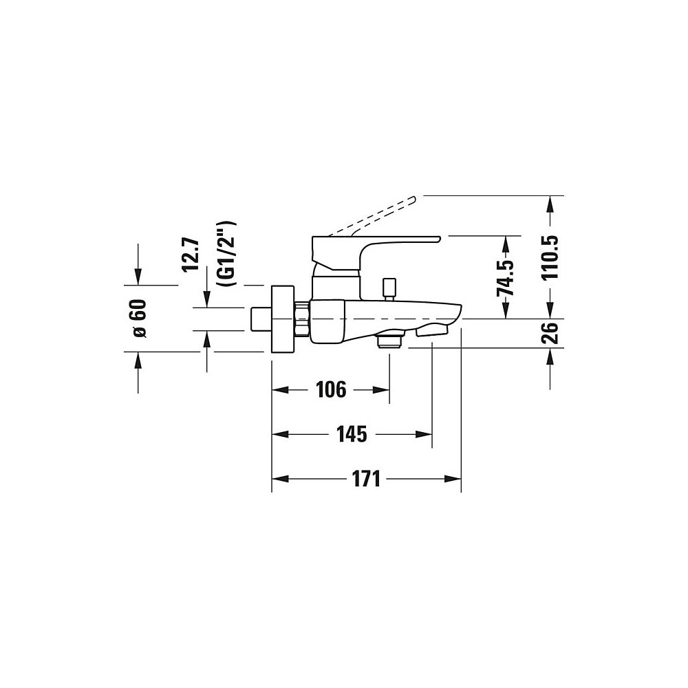 Duravit B.1 Einhebel-Wannenmischer Aufputz, Chrom, 20,5l/min, S-Anschlüsse 1/2" S... DURAVIT-B15230000010 7612158494247 (Abb. 8)