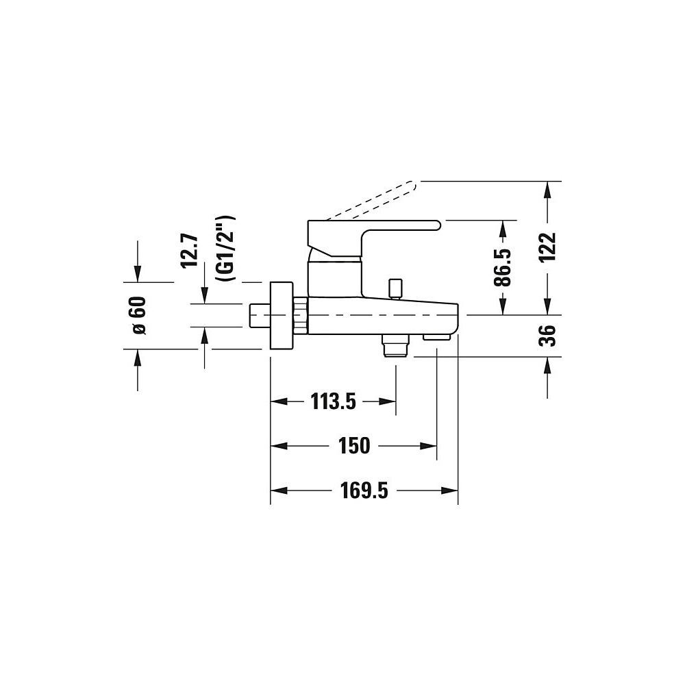 Duravit B.2 Einhebel-Wannenmischer Aufputz, Chrom, 19l/min, S-Anschlüsse 1/2" St... DURAVIT-B25230000010 7612158494407 (Abb. 10)