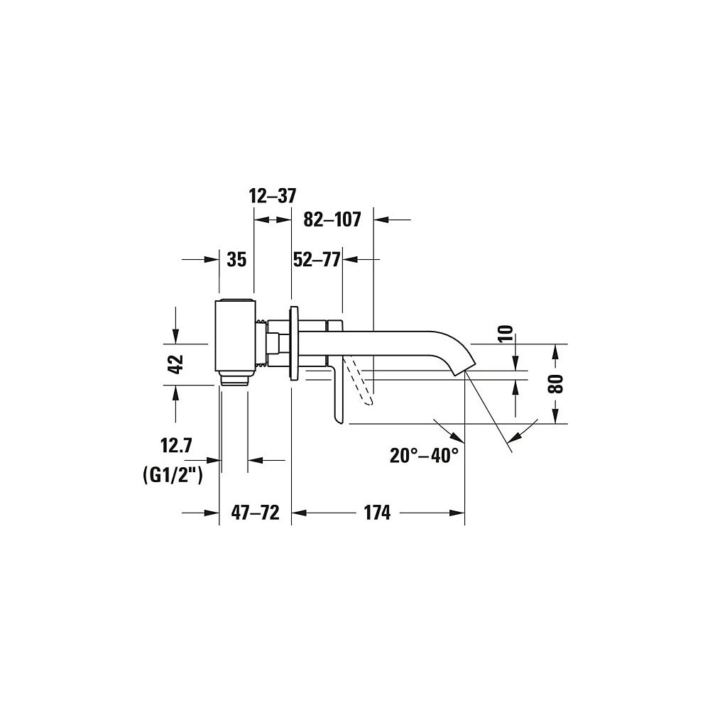 Duravit C.1 Einhebel-Waschtischmischer, Chrom, 5l/min, Hebelgriff, Ausladung 174... DURAVIT-C11070003010 7612158491659 (Abb. 14)