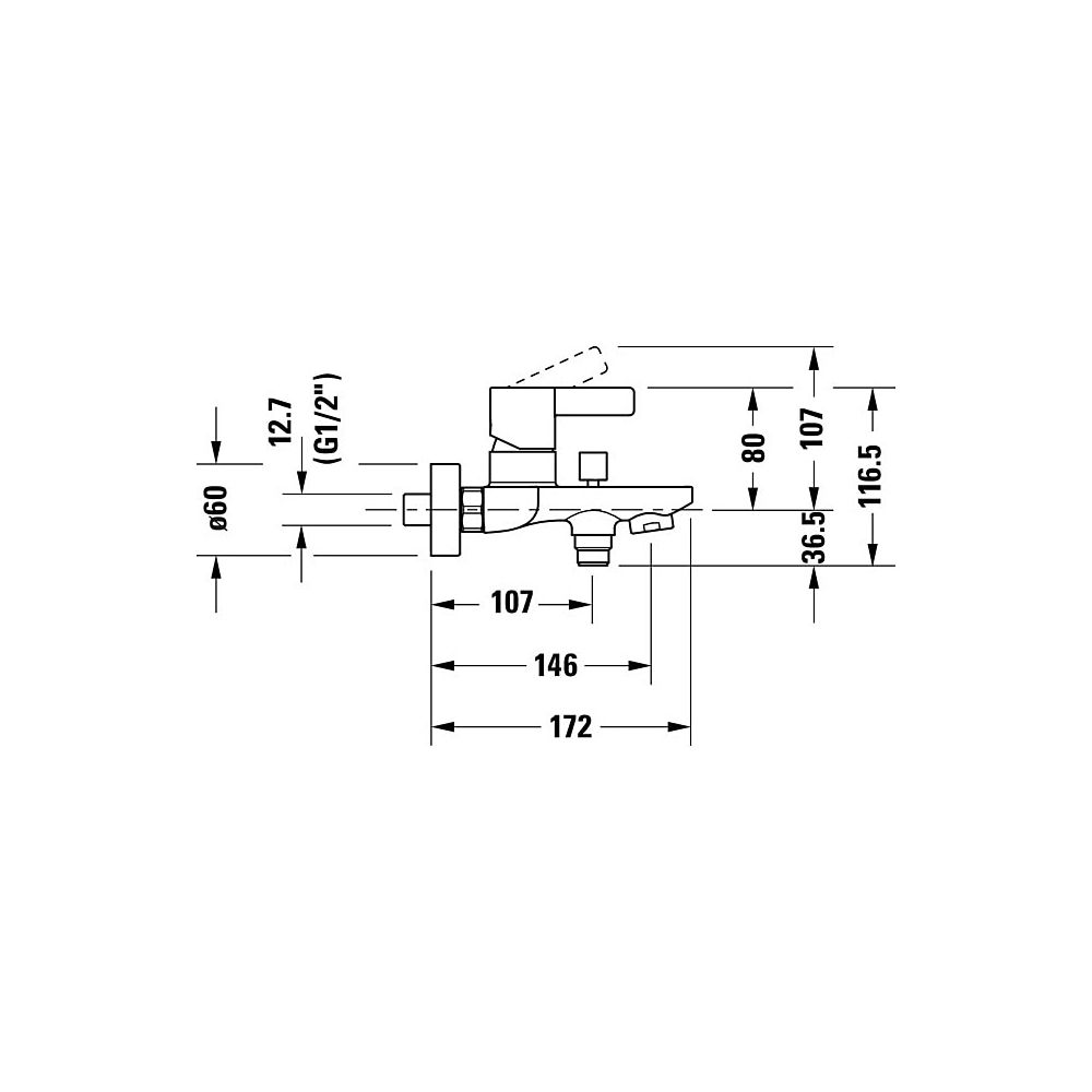 Duravit D-Neo Einhebel-Wannenmischer Aufputz, Chrom, 20,9l/min, S-Anschlüsse, 1/... DURAVIT-DE5230000010 8000177305078 (Abb. 12)