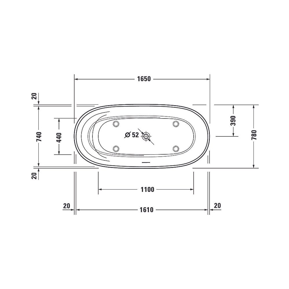 Duravit Cape Cod Badewanne 495x780x1650mm, Mattweiß, Oval, Freistehend, 2 Rüc... DURAVIT-700459000000000 4063382014283 (Abb. 25)