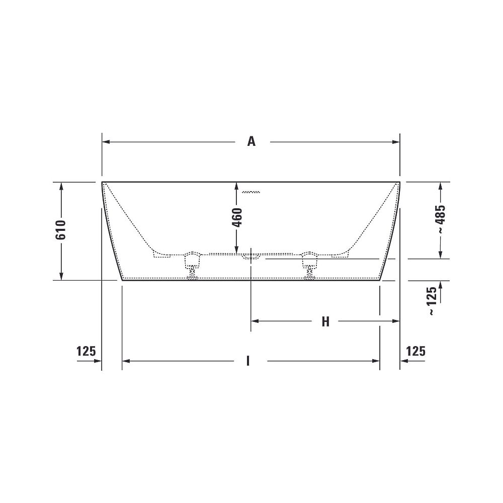 Duravit DuraSquare Badewanne 485x850x1850mm, 250l, Mattweiß, Rechteckig, Frei... DURAVIT-700430000000000 4053424179940 (Abb. 27)