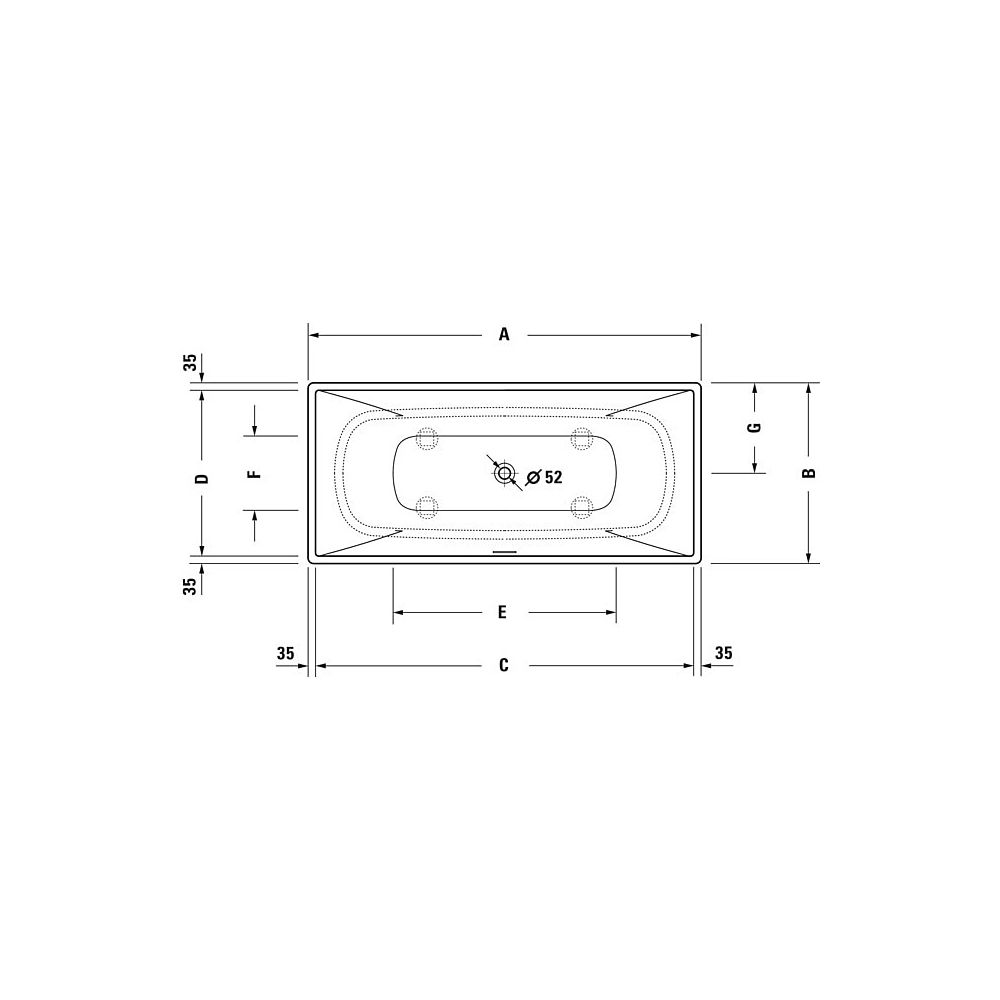 Duravit DuraSquare Badewanne 485x850x1850mm, 250l, Mattweiß, Rechteckig, Frei... DURAVIT-700430000000000 4053424179940 (Abb. 28)